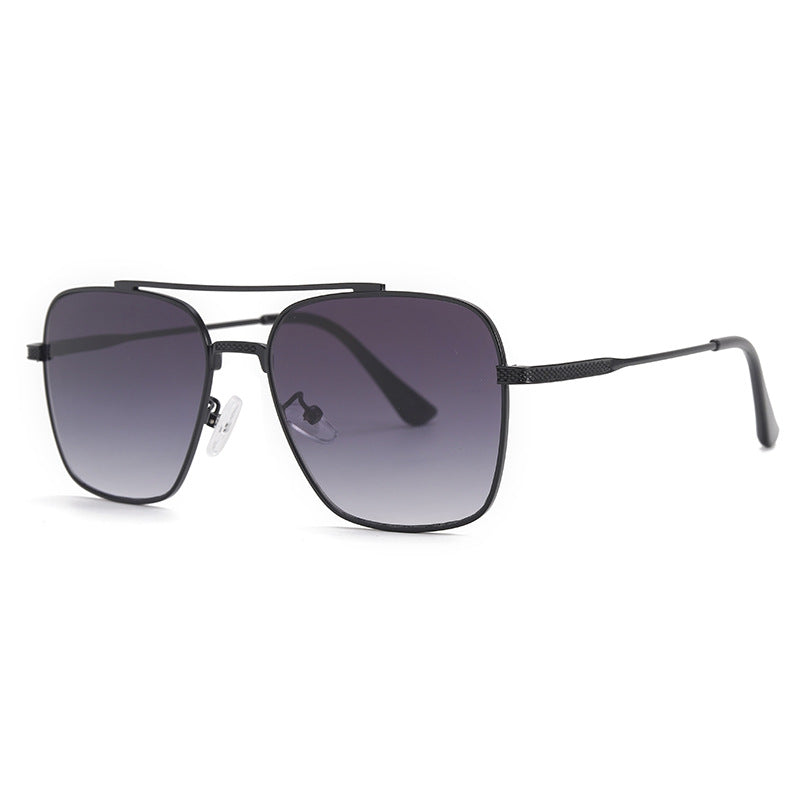 Chic Double Beam Metallic Sunglasses - Retro Style for Men