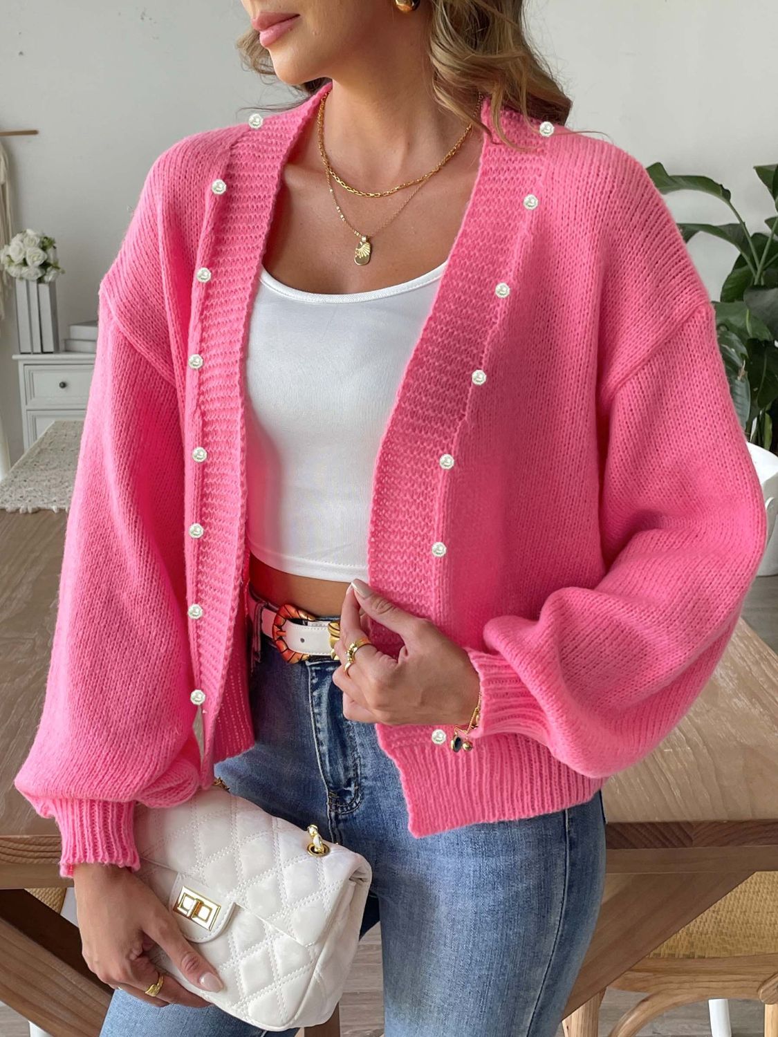 Pearl Open Front Long Sleeve Cardigan for Every Occasion