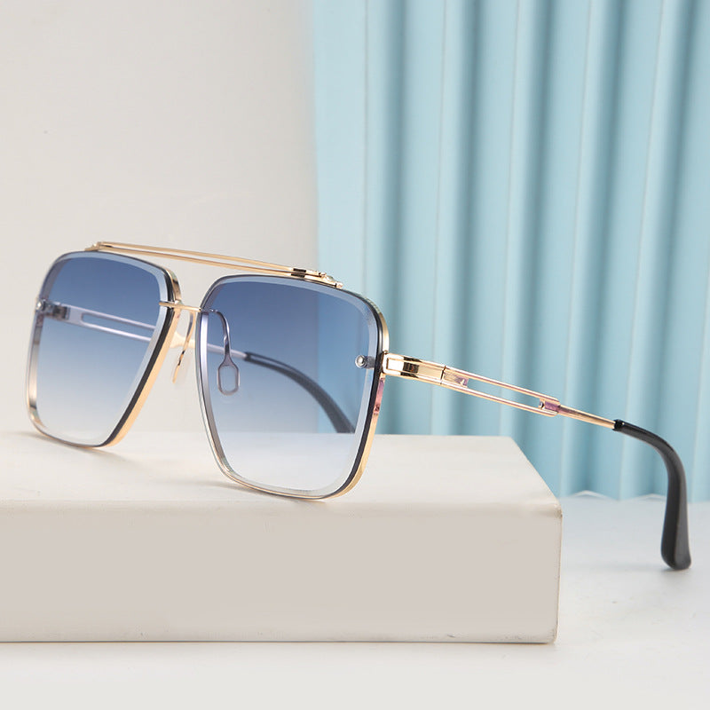 Trendy Metallic Full Frame Sunglasses for Men with Double Beam Design