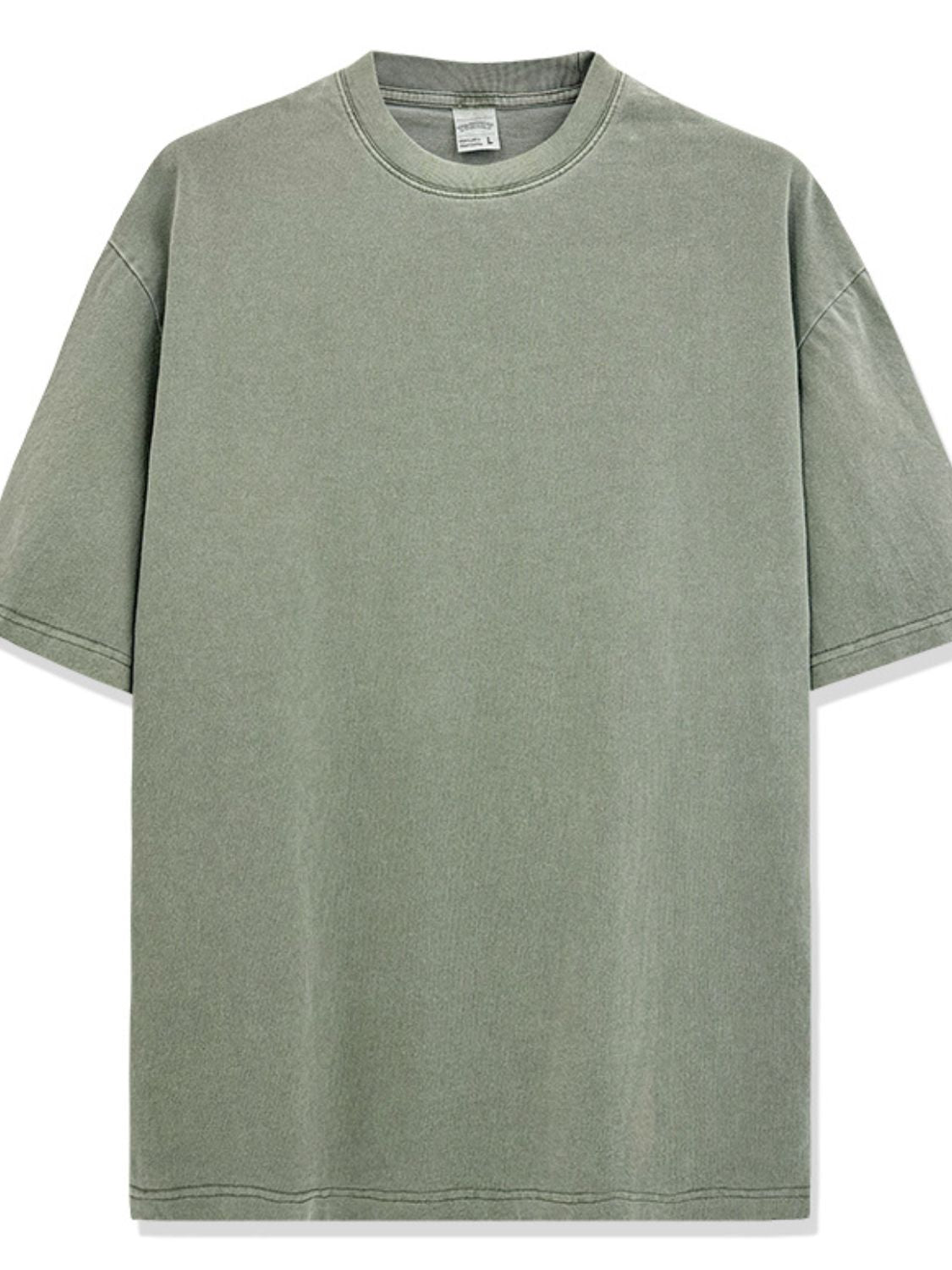 Men's Full Size Round Neck Washed T-Shirt Plus Size Apparel