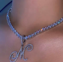 Bling Crystal Necklace Initial Chain With Custom Letter Pendant Jewelry Gift For Her