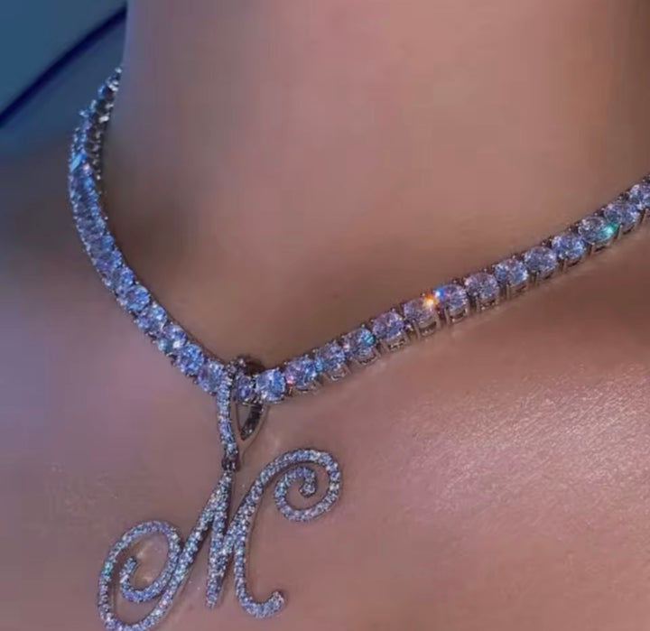 Bling Crystal Necklace (Initial Chain)