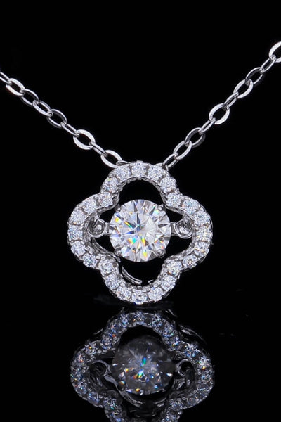 925 Sterling Silver Moissanite Flower Pendant Necklace Beauty