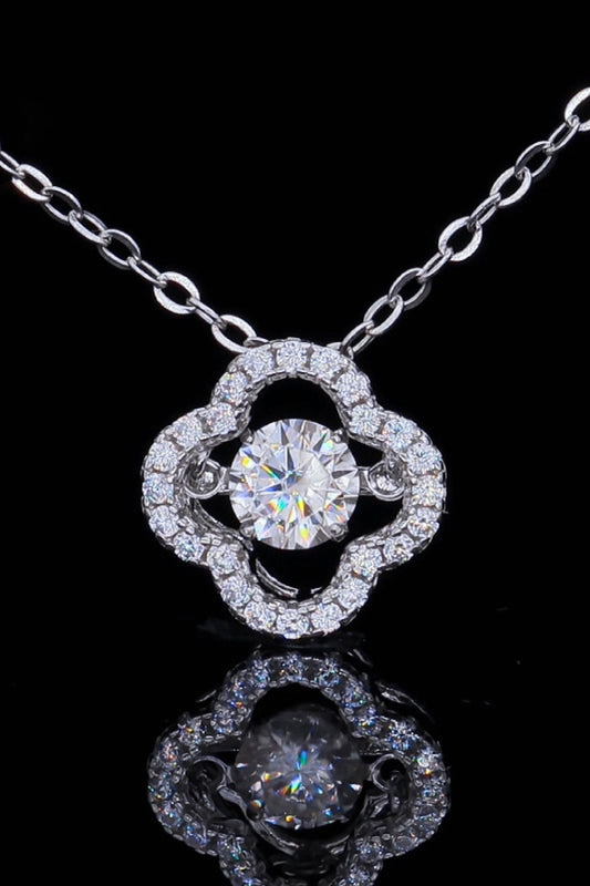 925 Sterling Silver Moissanite Flower Pendant Necklace Beauty