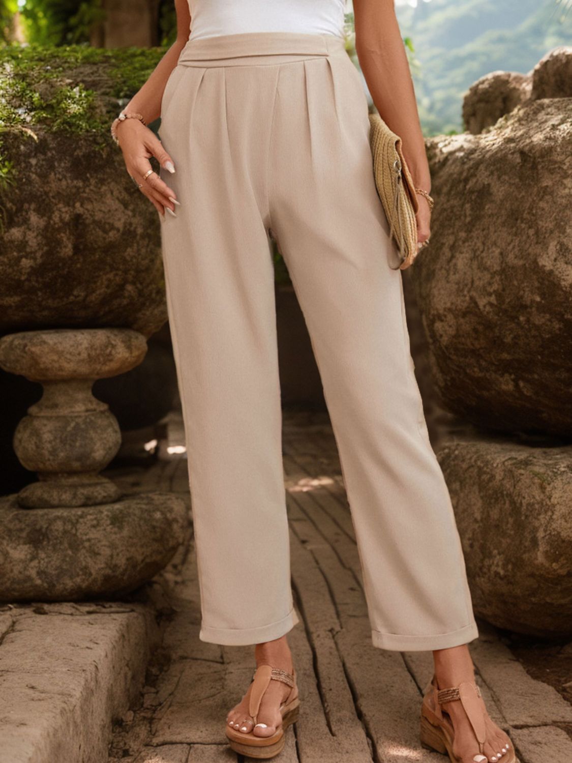 Chic Ruched Waist Trousers for Stylish Everyday Wear