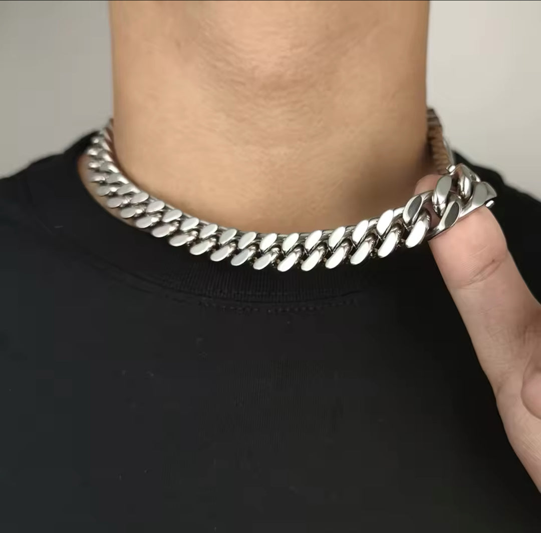 Stainless Steel Men’s Cuban Link Chain Necklace