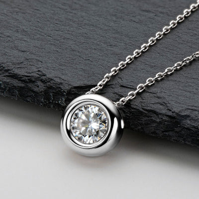 Moissanite Hypoallergenic Necklace, close-up of pendant sparkle