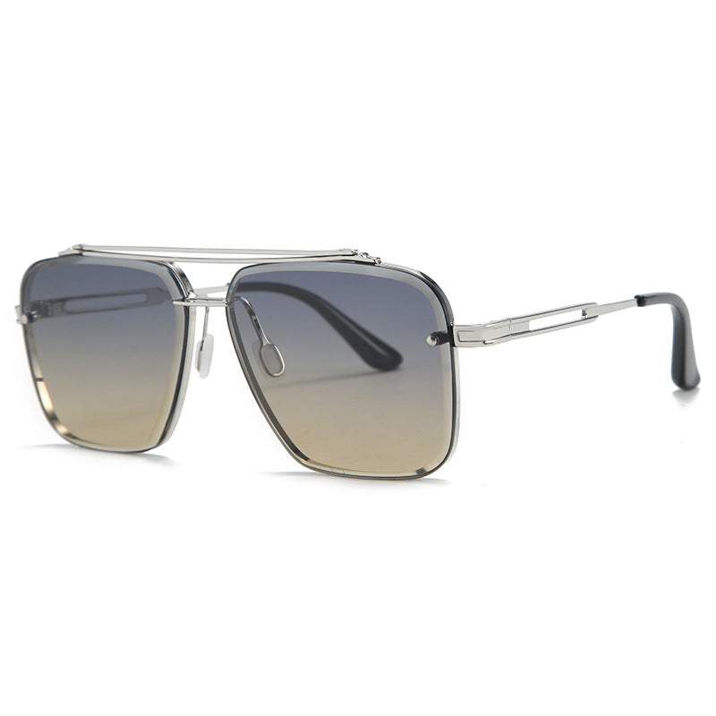 Trendy Metallic Full Frame Sunglasses for Men with Double Beam Design