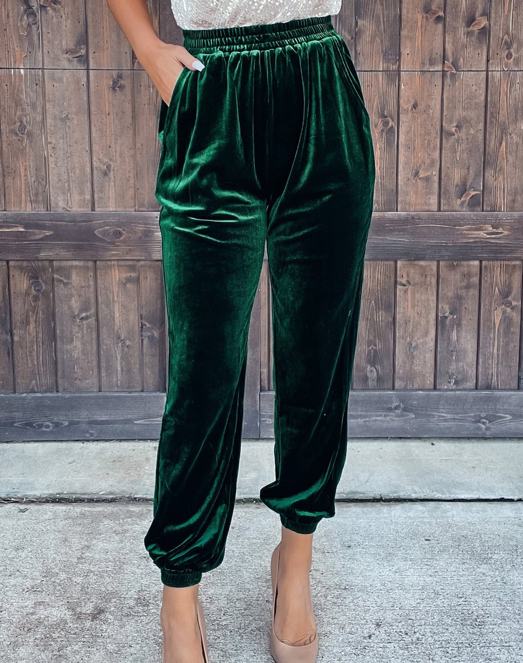 Chic Korean Velvet Women's Straight Leg Lounge Trousers with Stretchy Waistband