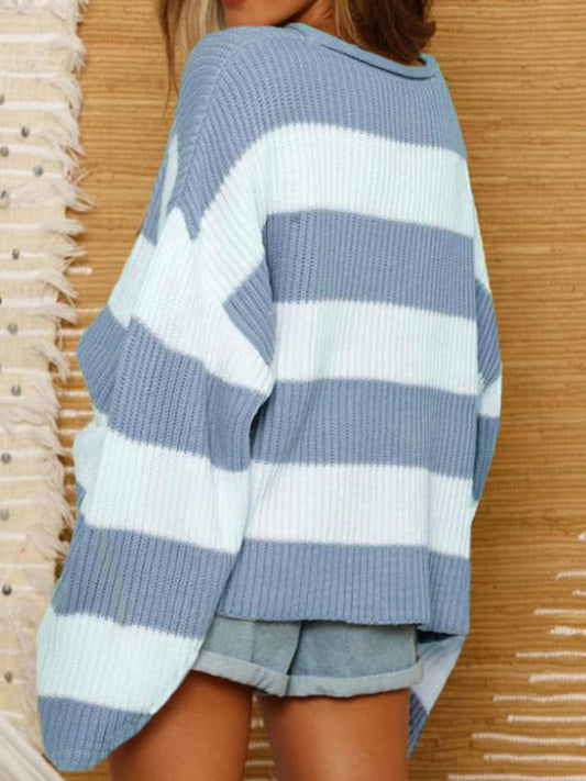 Round Neck Long Sleeve Sweater for Women Casual Style