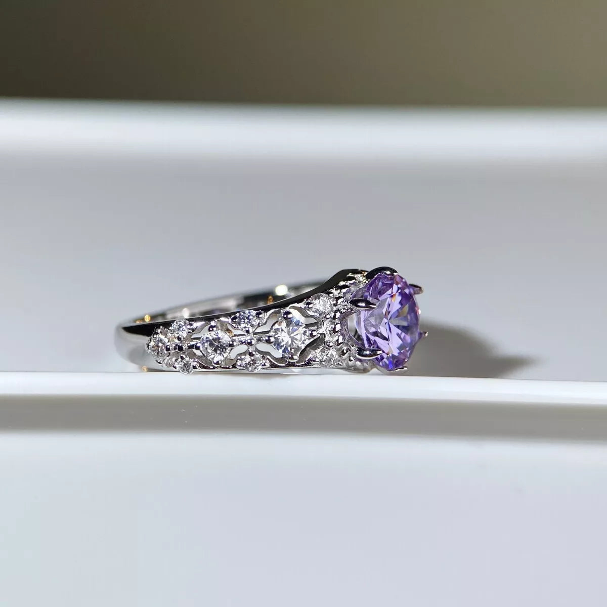 Growing High-Carbon Diamond 925 Sterling Silver Ring