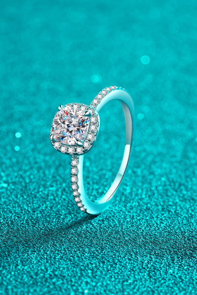 1 Carat Moissanite 925 Sterling Silver Halo Ring Beauty