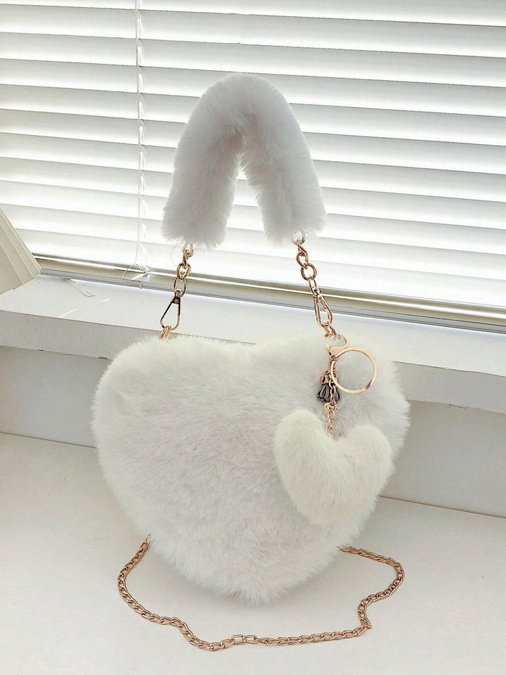 Faux Fur Heart Shaped Handbag