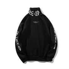 Trendy Urban Men's Turtleneck Hoodies with Bold Letter Graphics