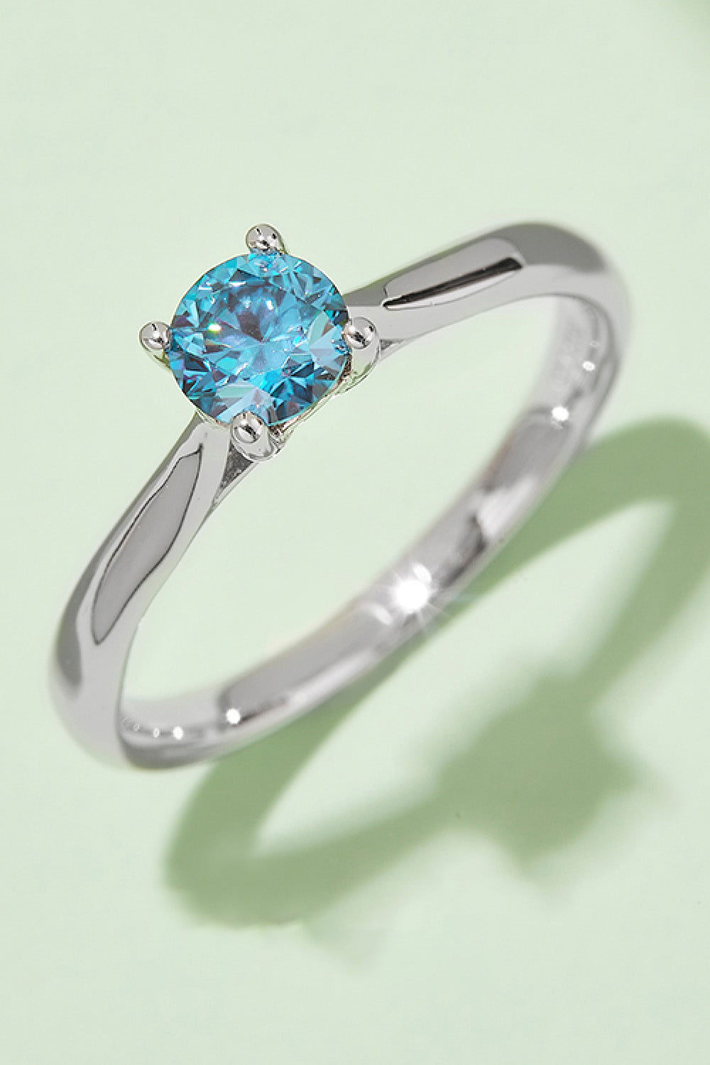 Moissanite Contrast 925 Sterling Silver Solitaire Ring Gift