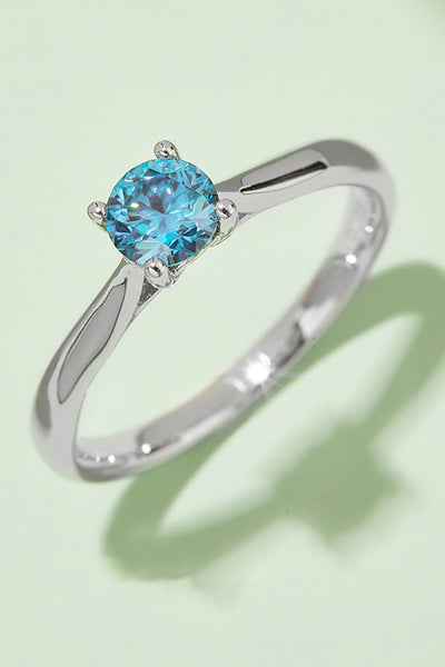 Moissanite Contrast 925 Sterling Silver Solitaire Ring Gift