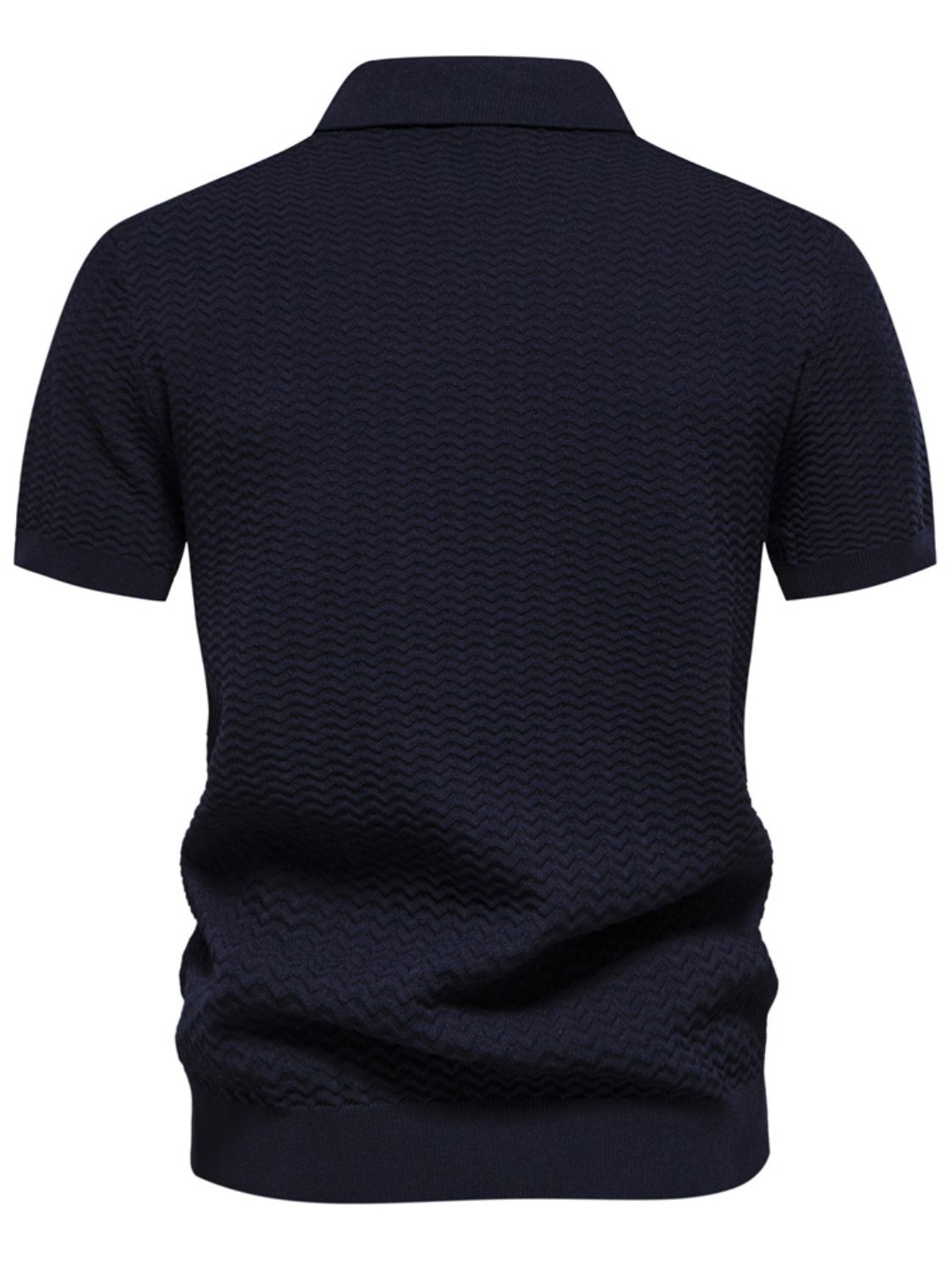 Men's Collared Neck Striped Texture Knit Polo Shirt for Men