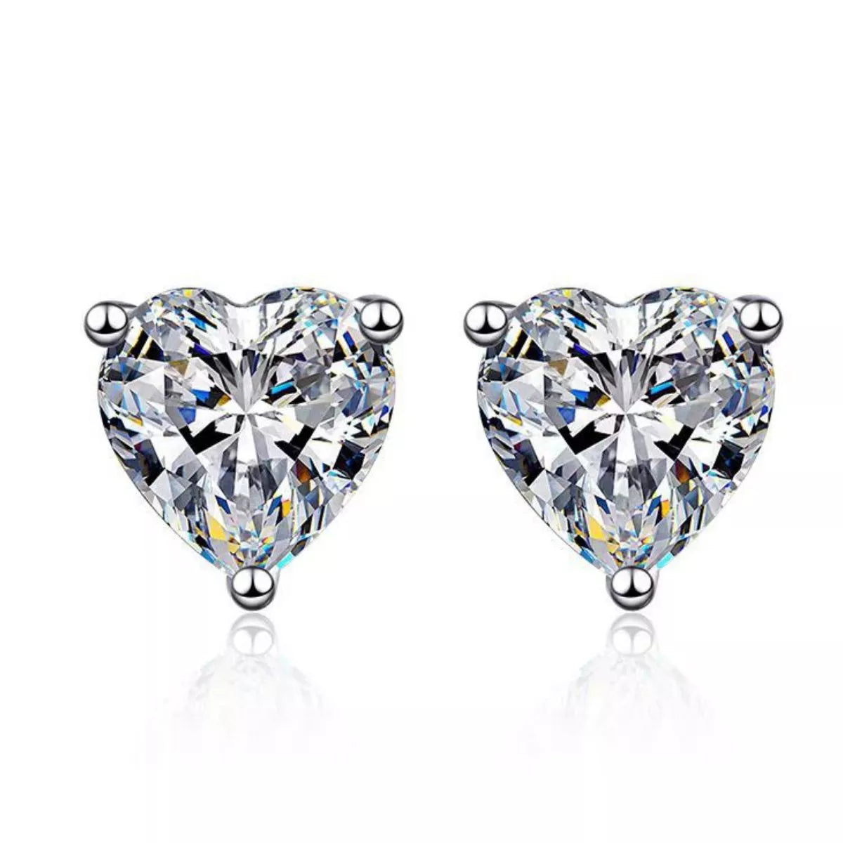 2 Carat 925 Sterling Silver Moissanite Heart Earrings