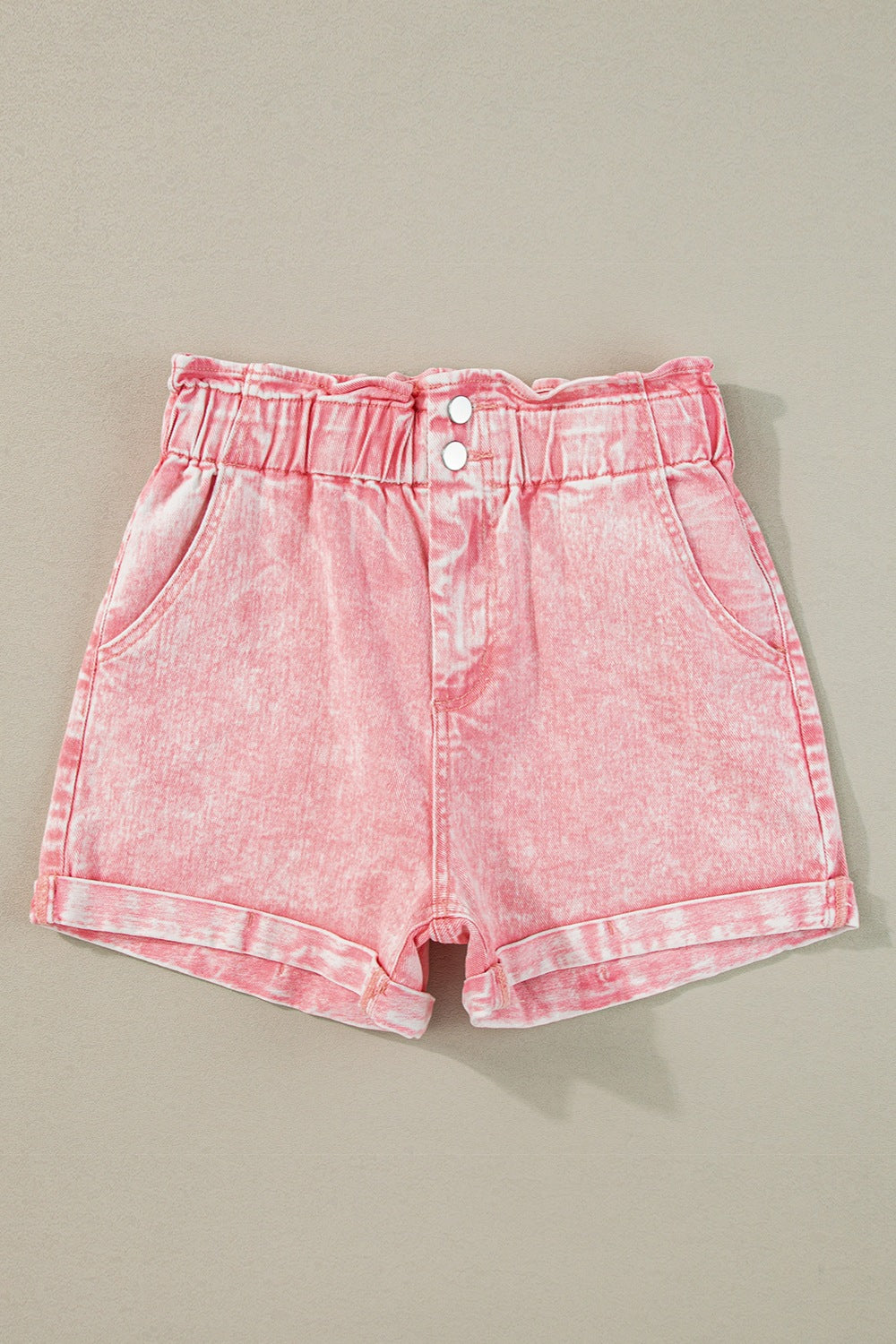 Chic High-Waisted Denim Paperbag Shorts