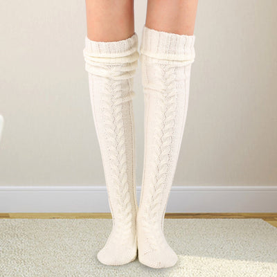Knee-High Knit Stockings for Women Cozy Wool Pile Winter Wear