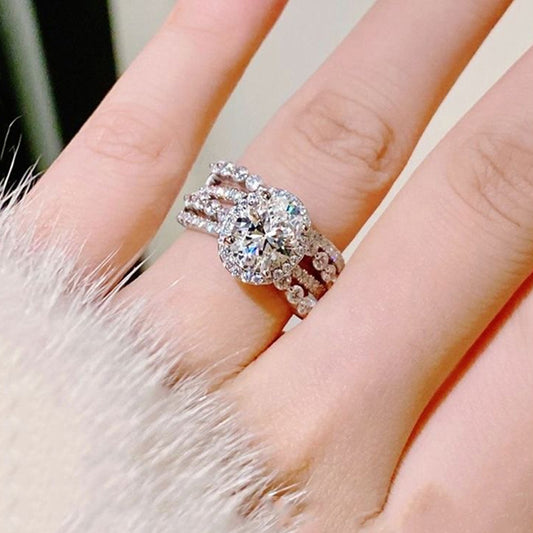 3 Carat Moissanite 925 Sterling Silver Layered Ring Elegant
