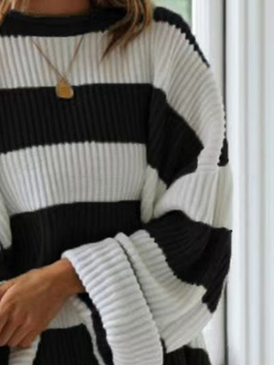 Round Neck Long Sleeve Sweater for Women Casual Style
