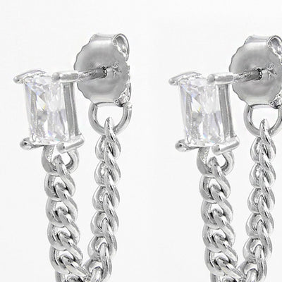 925 Sterling Silver Zircon Chain Earrings for Elegant Style