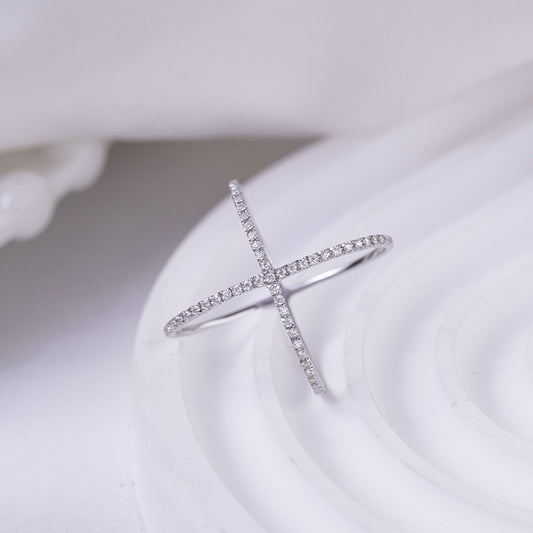 925 Sterling Silver Moissanite Crisscross Ring for Elegance