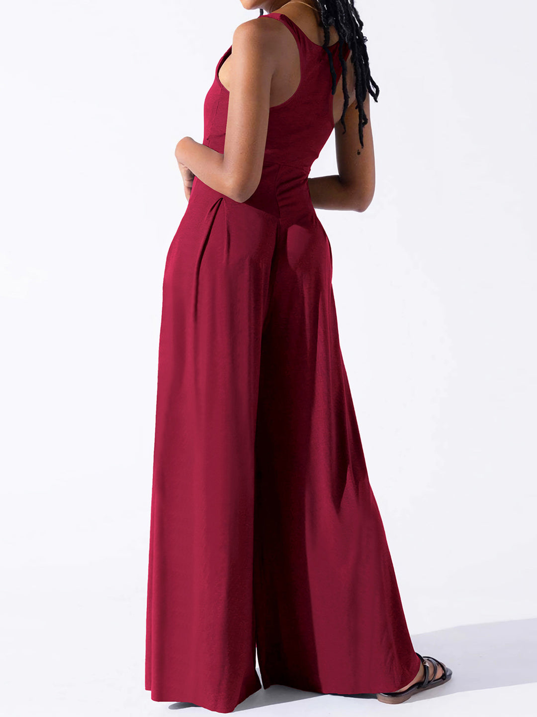 Elegant Square Neck Wide Strap Jumpsuit