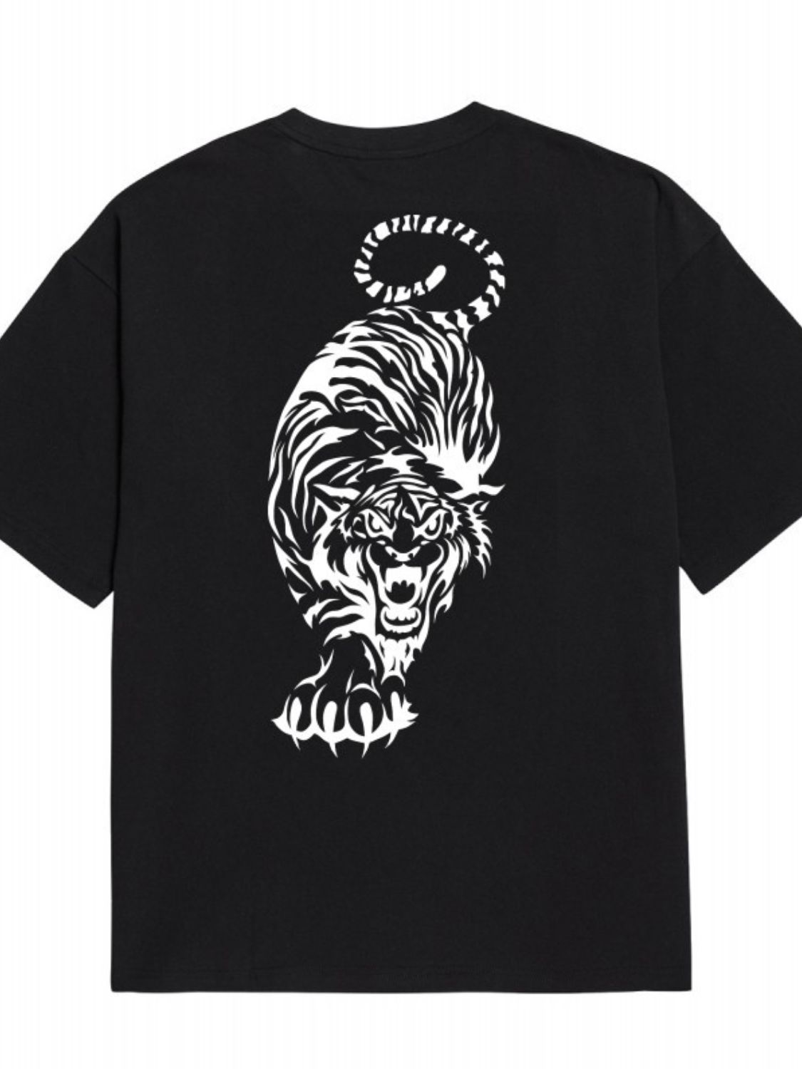 Men's Plus Size Tiger Round Neck Short Sleeve T-Shirt for Comfort