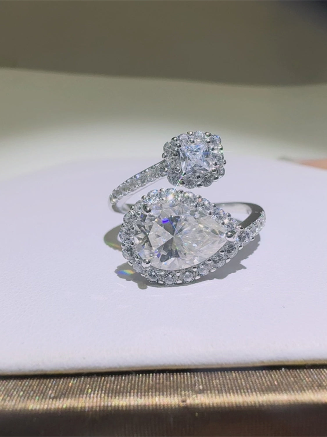 2 Carat Moissanite 925 Sterling Silver Bypass Ring Design