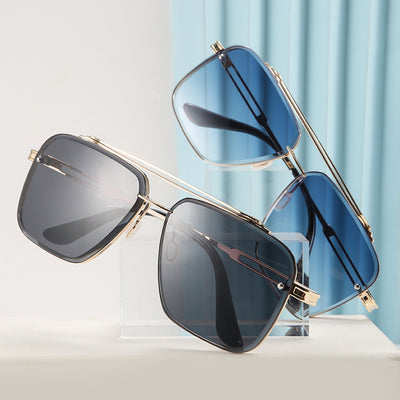Trendy Metallic Full Frame Sunglasses for Men with Double Beam Design