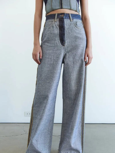 Autumn-Ready Women's High-Waisted Wide-Leg Jeans Reverse Design