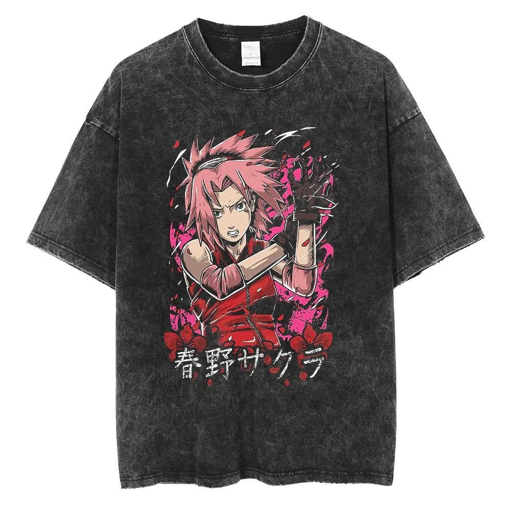 Naruto Vintage Washed Cotton Tee - Harajuku Style Ninja Apparel