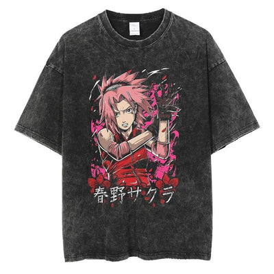 Naruto Vintage Washed Cotton Tee Harajuku Ninja Apparel