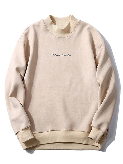 Chest Letter Print Solid Color Suede Sweatshirt