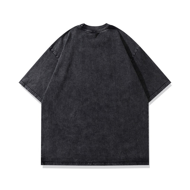 Retro Washed Cotton Hip Hop Tee for Men Trendy Style