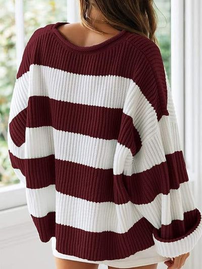 Round Neck Long Sleeve Sweater for Women Casual Style