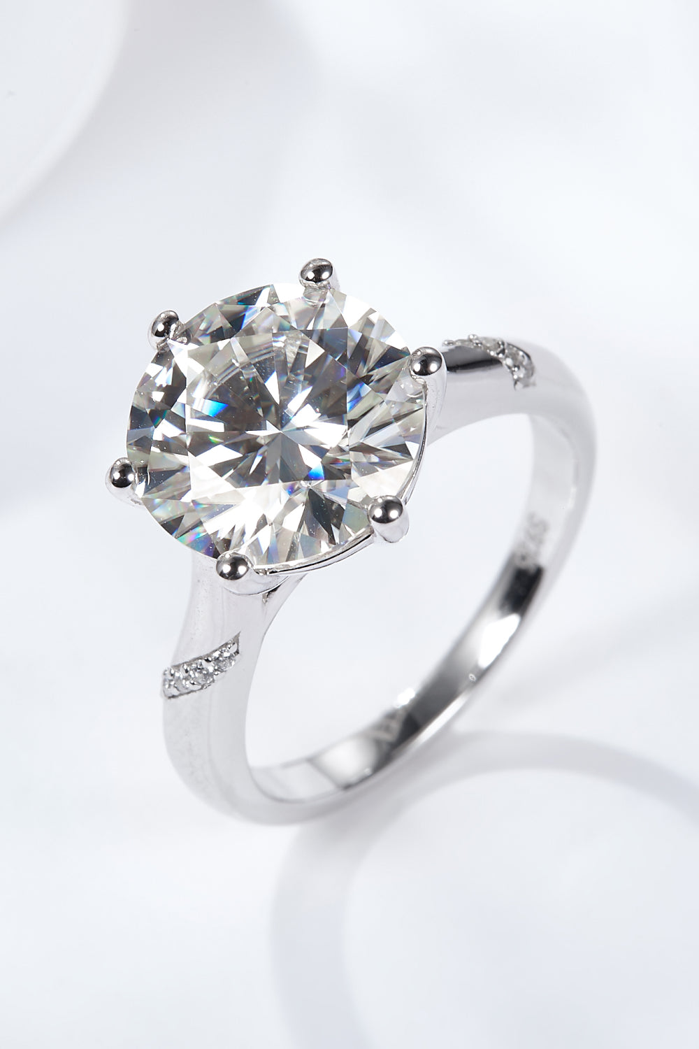 5 Carat Moissanite Solitaire Ring in Sterling Silver