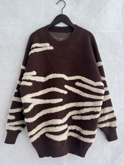 Chic Contrast Long Sleeve Knit Sweater for Stylish Comfort