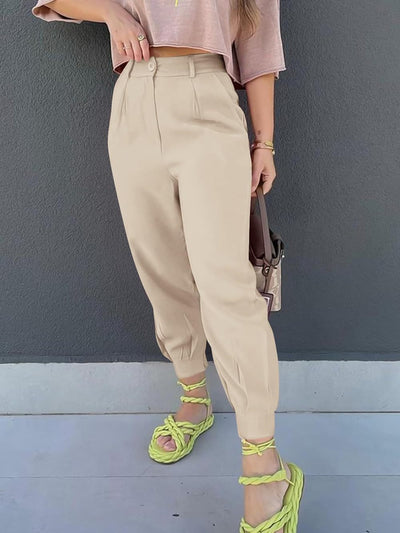 Stylish High-Waisted Crop Trousers for Chic Comfort