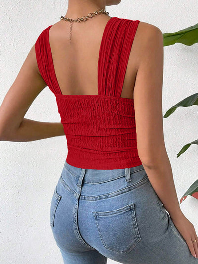 Elevated Textured Square Neck Tank Top for Stylish Comfort