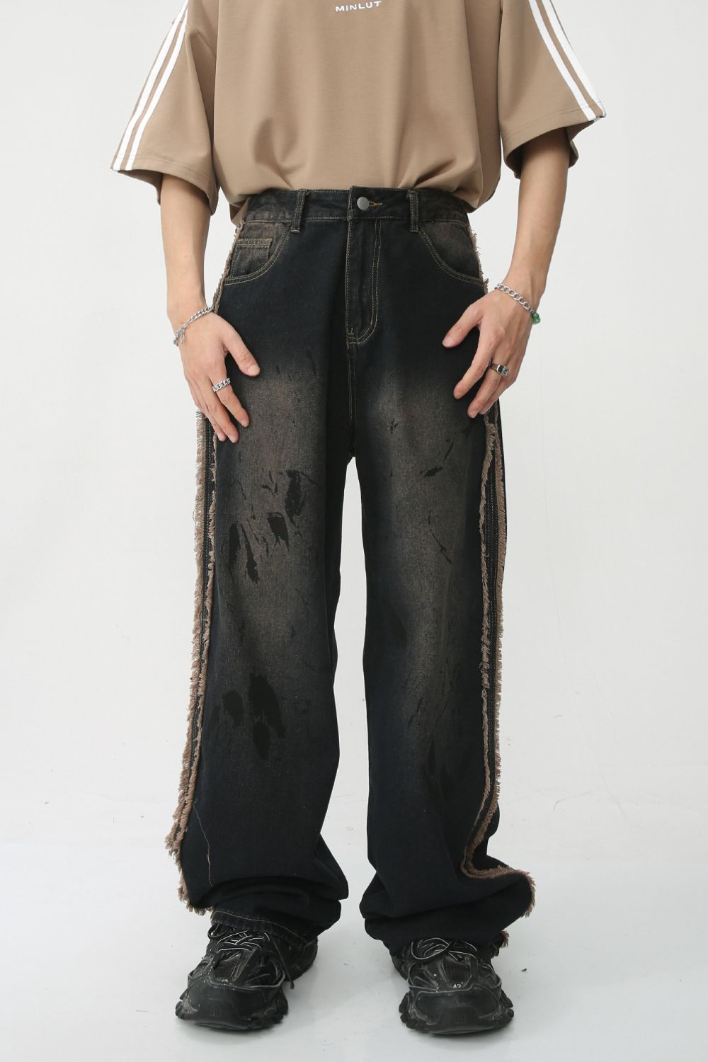 Raw Edge Mid Rise Men's Jeans for Stylish Comfort Fit
