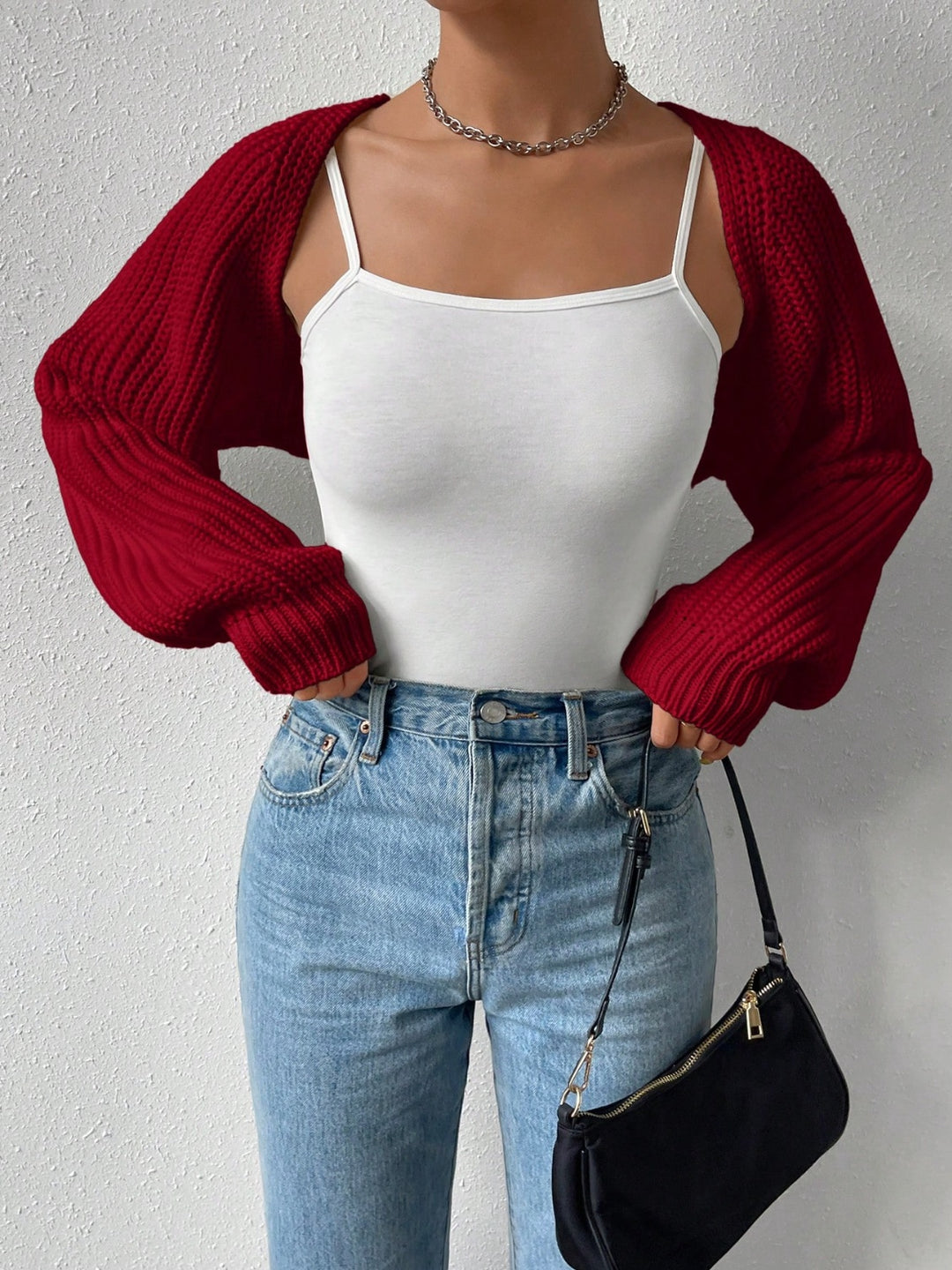 Cropped Honey Cardigan with Long Sleeves and Open Front