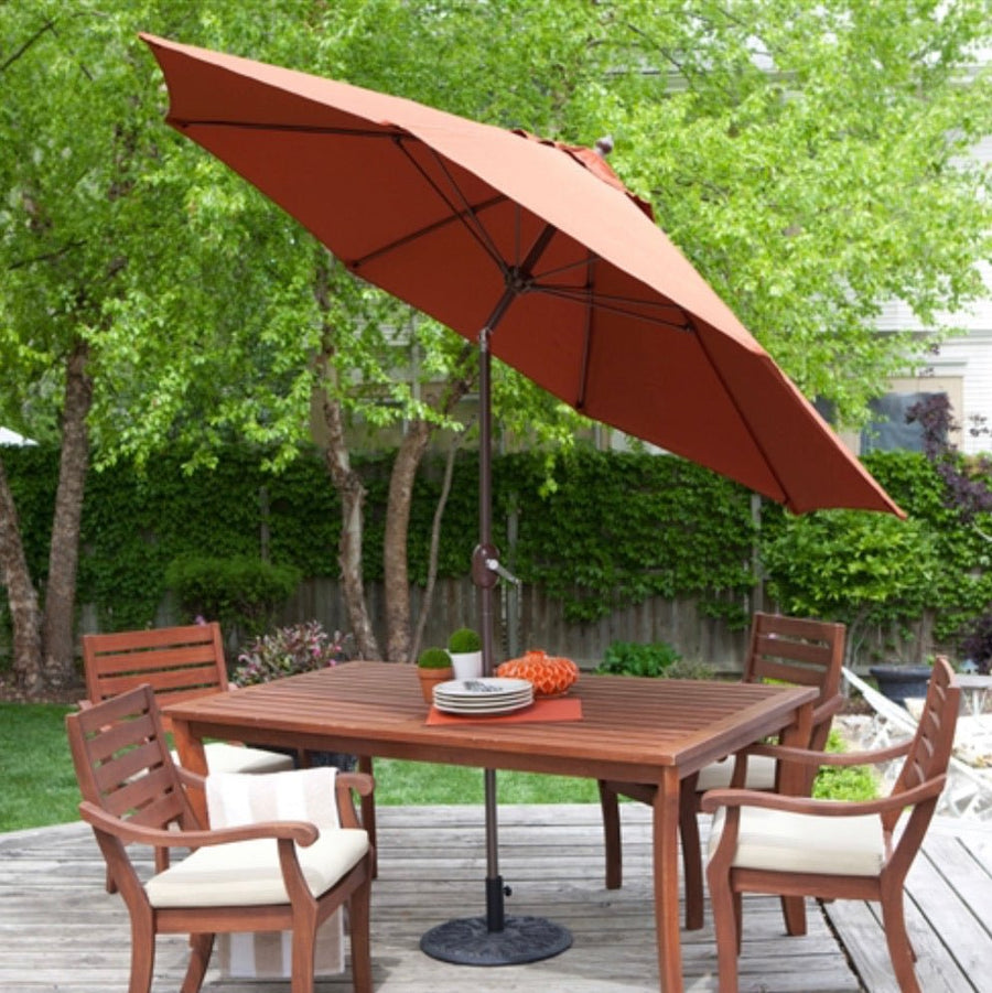 9-Ft Tilt Patio Umbrella with Rust Red Orange Shade and Bronze Finish Pole - Ruth Envision