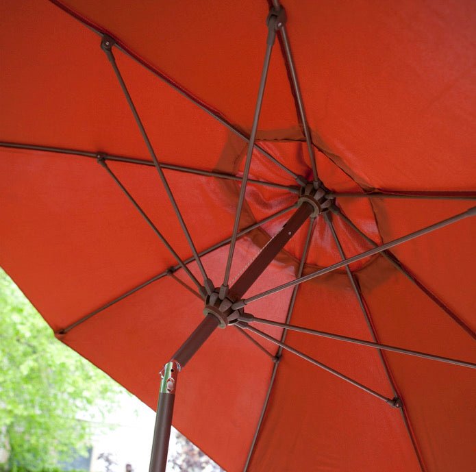 9-Ft Tilt Patio Umbrella with Rust Red Orange Shade and Bronze Finish Pole - Ruth Envision