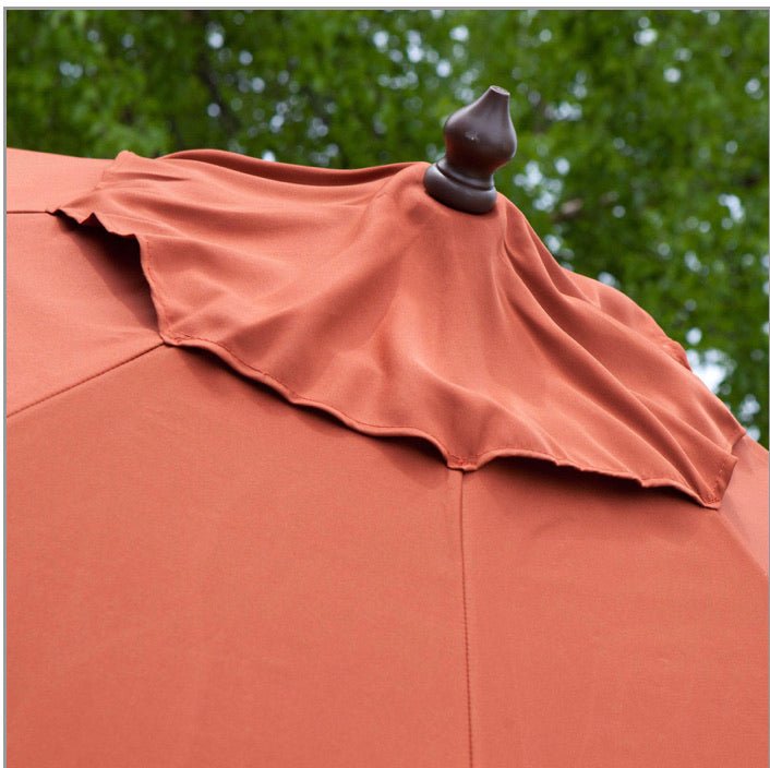 9-Ft Tilt Patio Umbrella with Rust Red Orange Shade and Bronze Finish Pole - Ruth Envision