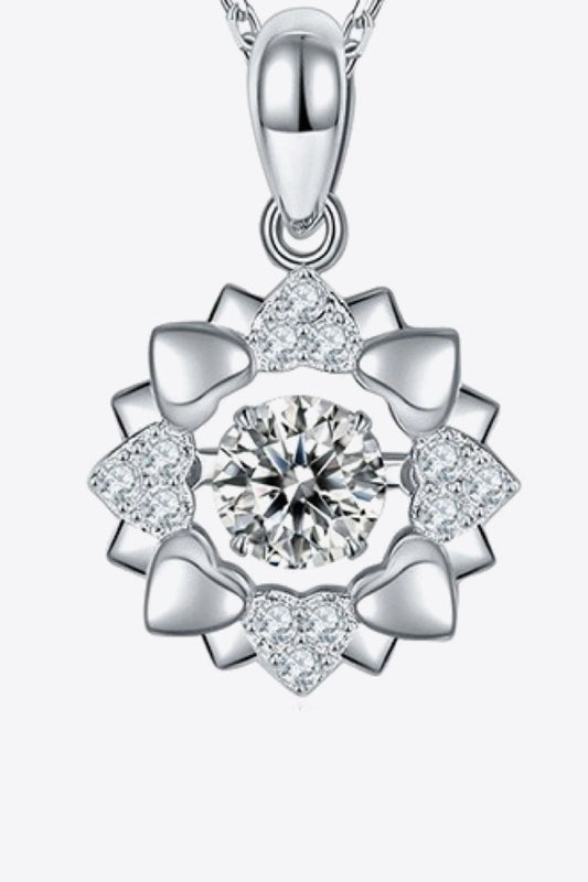 Moissanite Flower Shape Pendant Necklace in Sterling Silver
