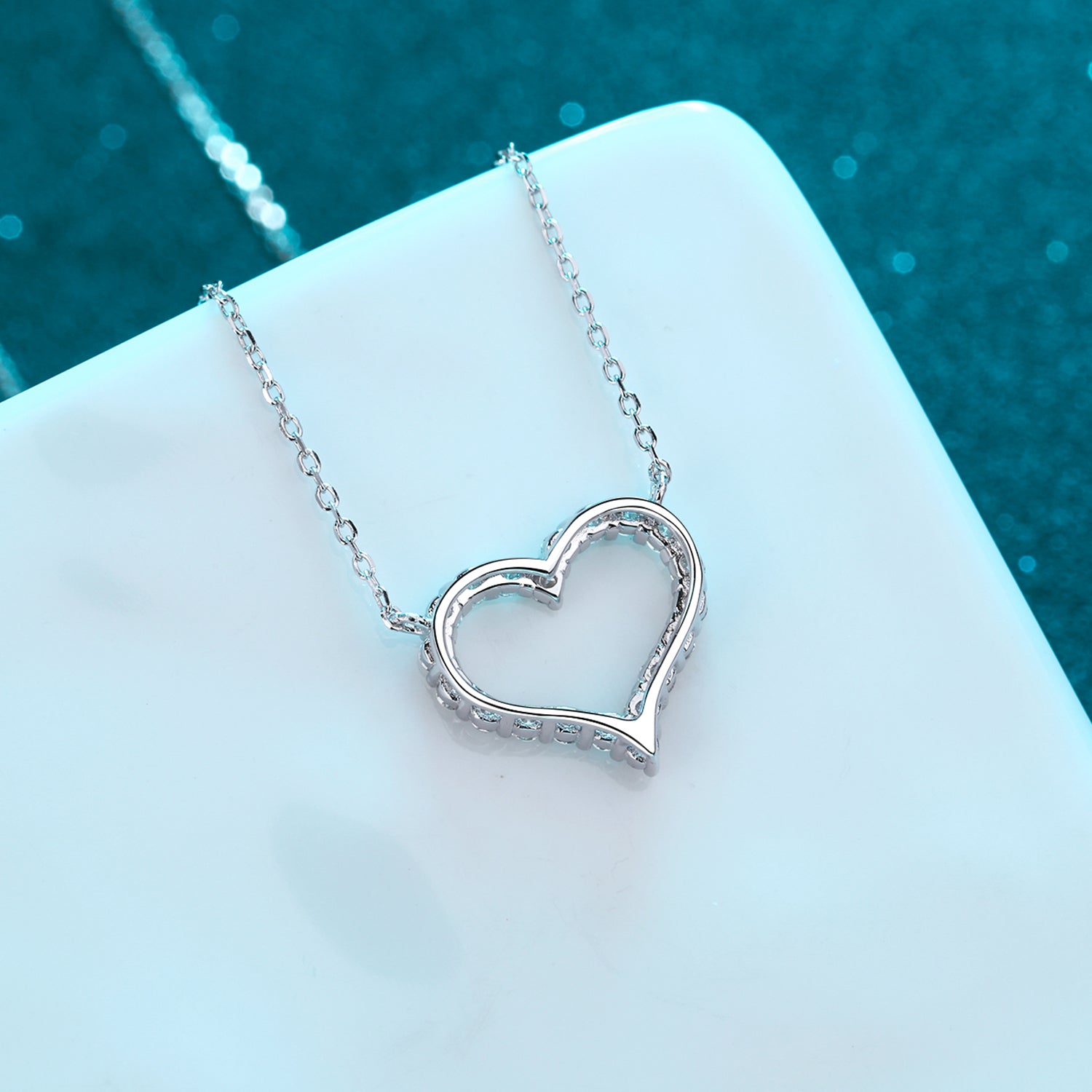 Moissanite 925 Sterling Silver Heart Shape Necklace Gift