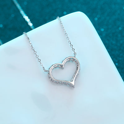Moissanite 925 Sterling Silver Heart Shape Necklace Gift